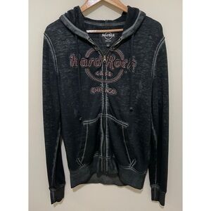 Burnout Hard Rock Cafe Chicago Zip-up Hoodie, Size Small
